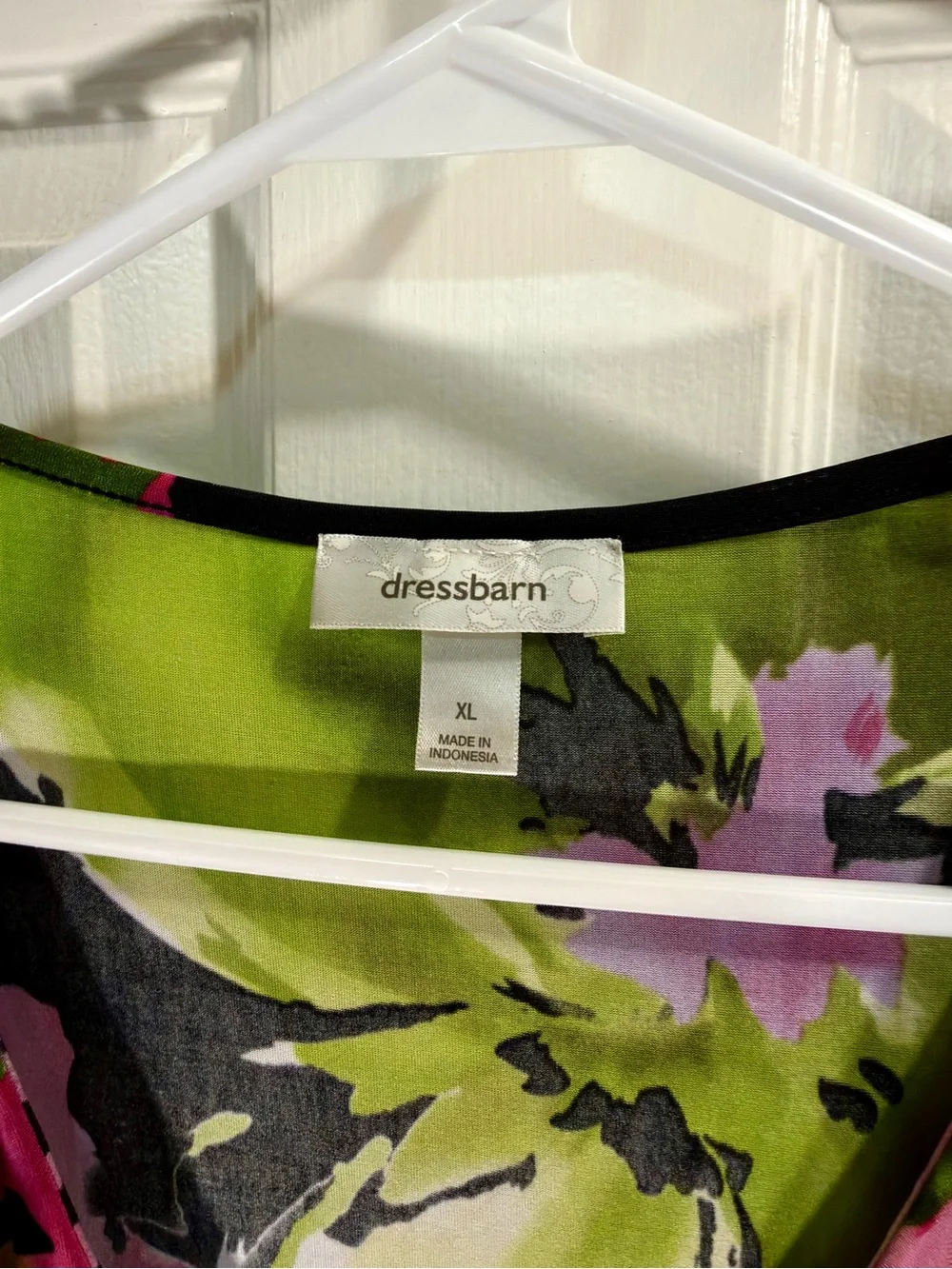 Dress Barn Sleeveless Ruffle V-Neck Floral Top - Pink & Green